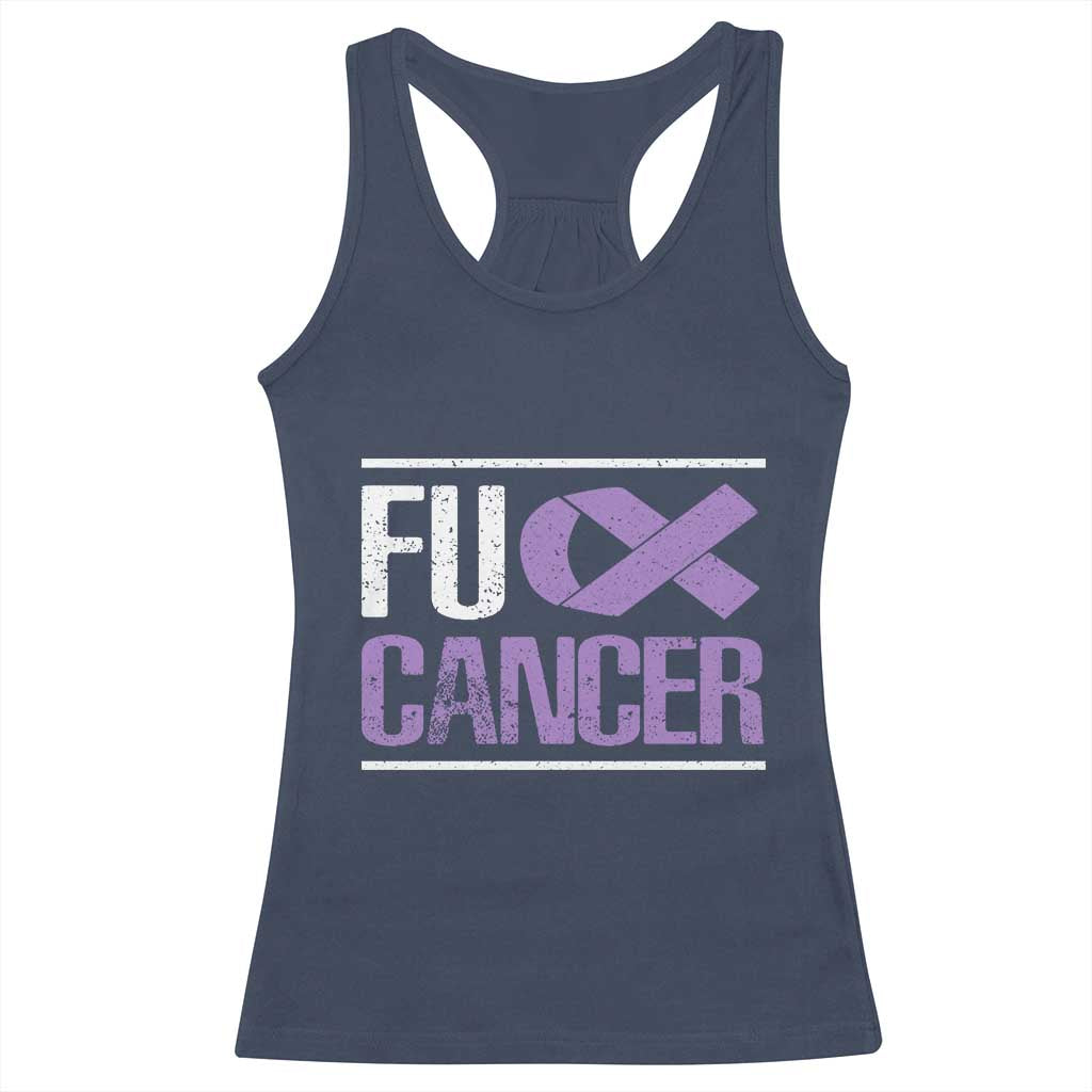 Fuck Cancer Racerback Tank Top Funny National Cancer Prevention Month Lavender Ribbon