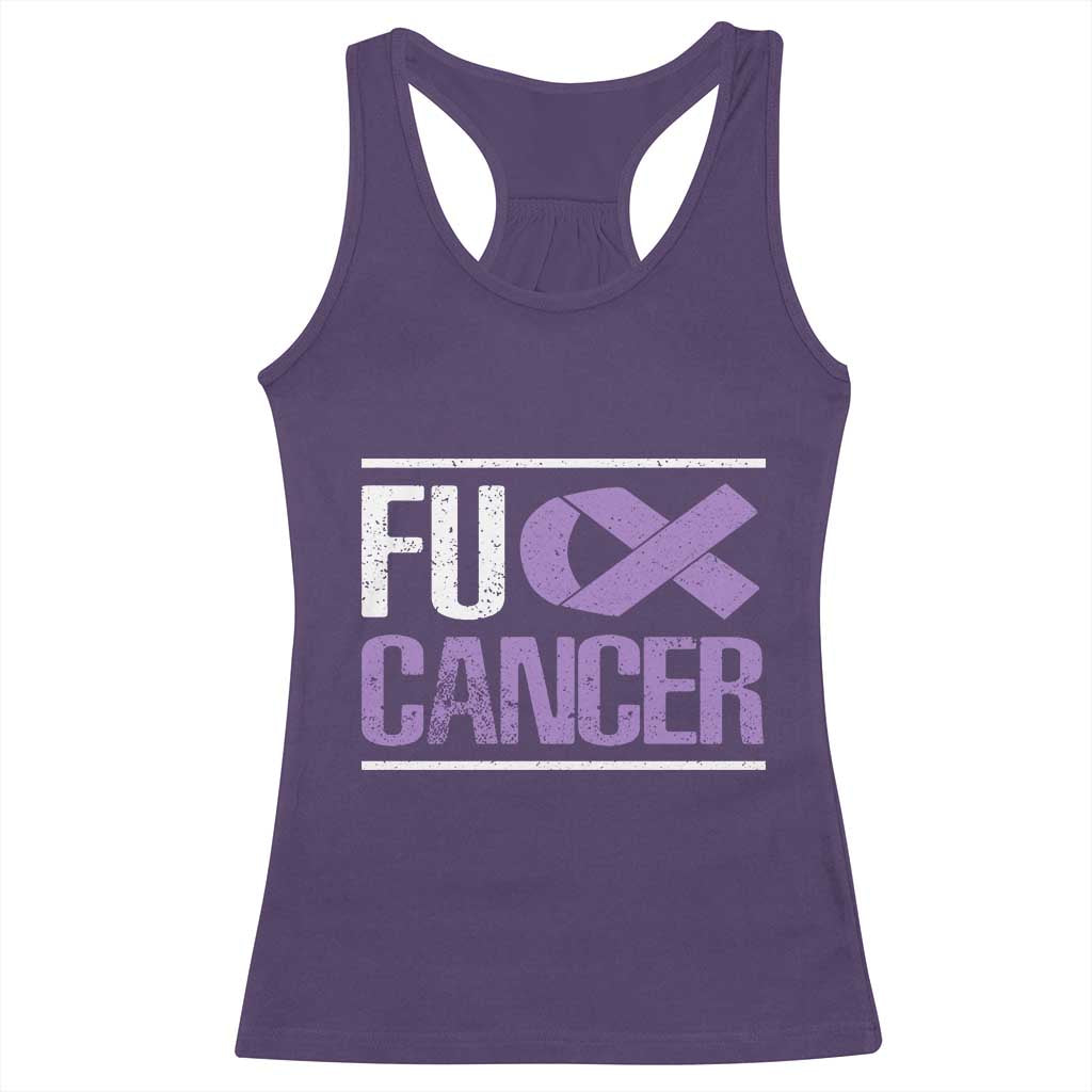 Fuck Cancer Racerback Tank Top Funny National Cancer Prevention Month Lavender Ribbon