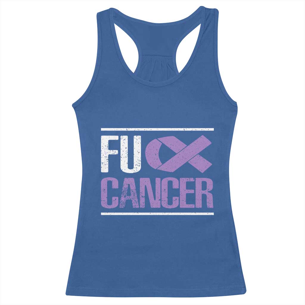 Fuck Cancer Racerback Tank Top Funny National Cancer Prevention Month Lavender Ribbon
