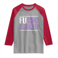 Fuck Cancer Raglan Shirt Funny National Cancer Prevention Month Lavender Ribbon