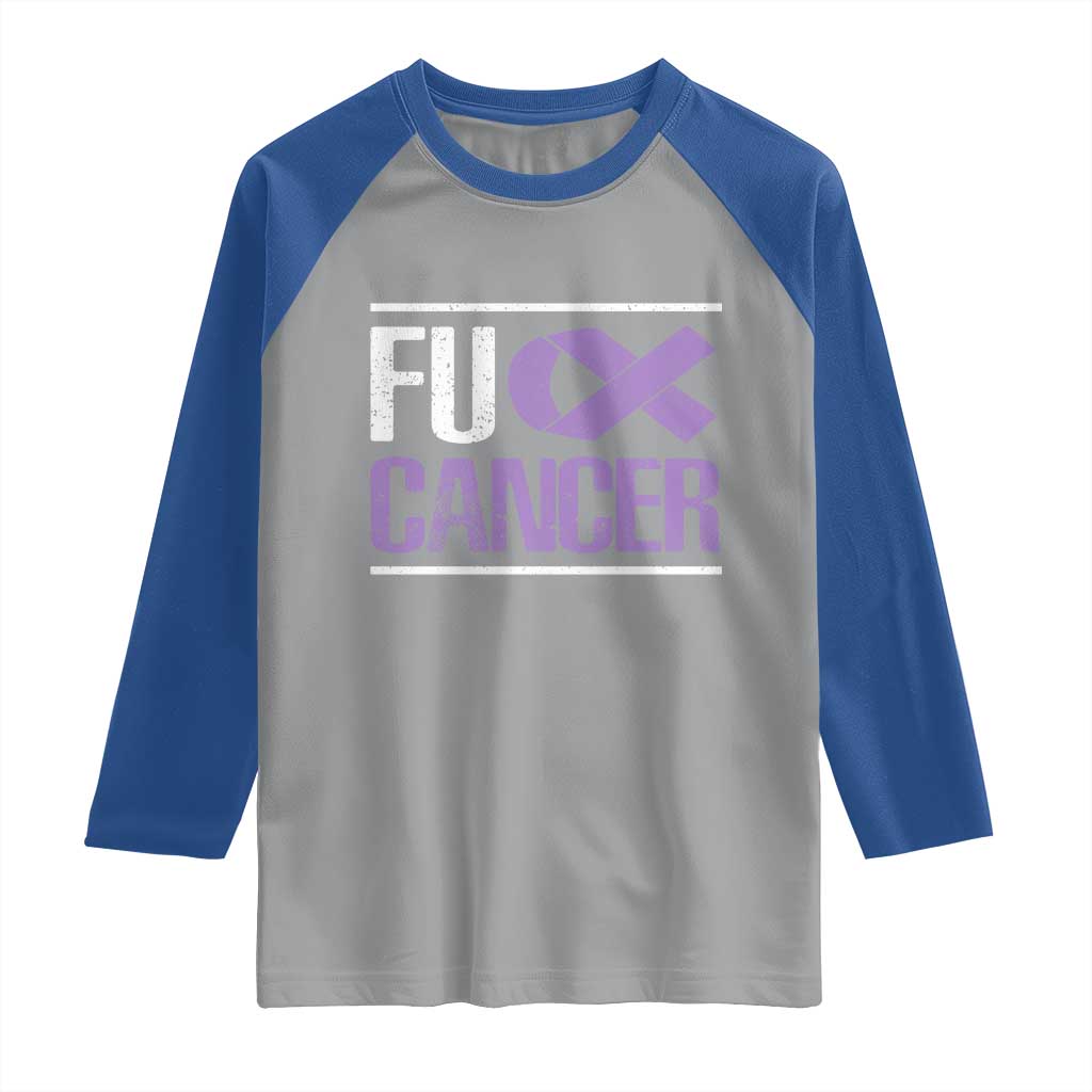 Fuck Cancer Raglan Shirt Funny National Cancer Prevention Month Lavender Ribbon