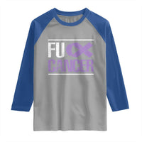 Fuck Cancer Raglan Shirt Funny National Cancer Prevention Month Lavender Ribbon