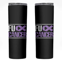 Fuck Cancer Skinny Tumbler Funny National Cancer Prevention Month Lavender Ribbon