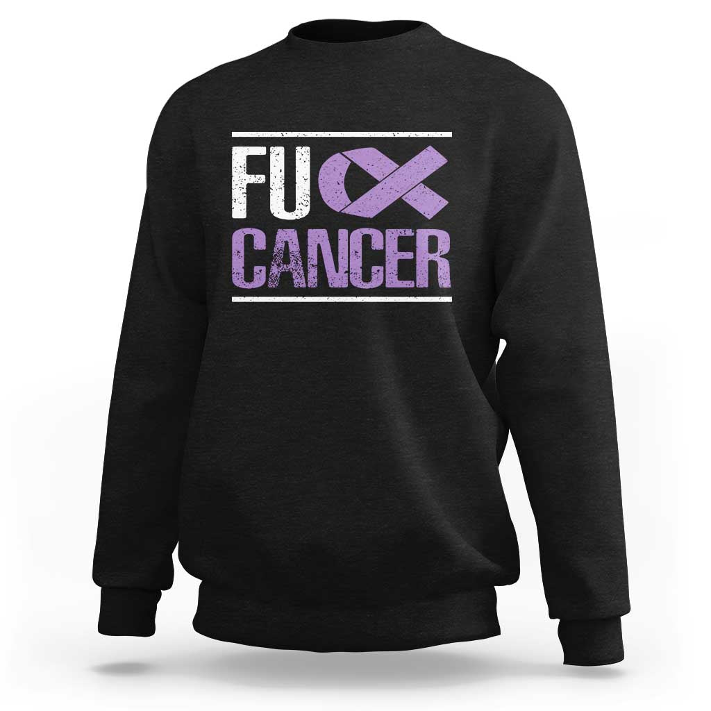 Fuck Cancer Sweatshirt Funny National Cancer Prevention Month Lavender Ribbon