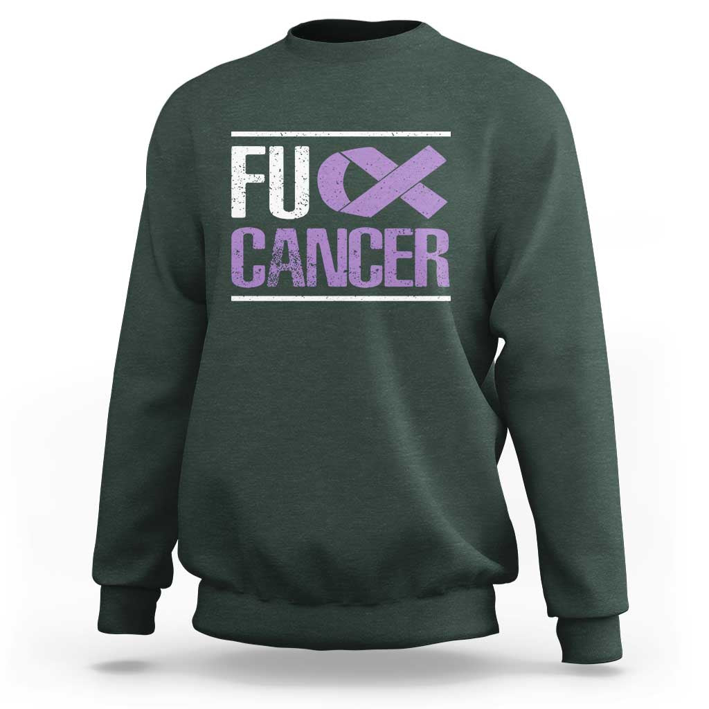 Fuck Cancer Sweatshirt Funny National Cancer Prevention Month Lavender Ribbon