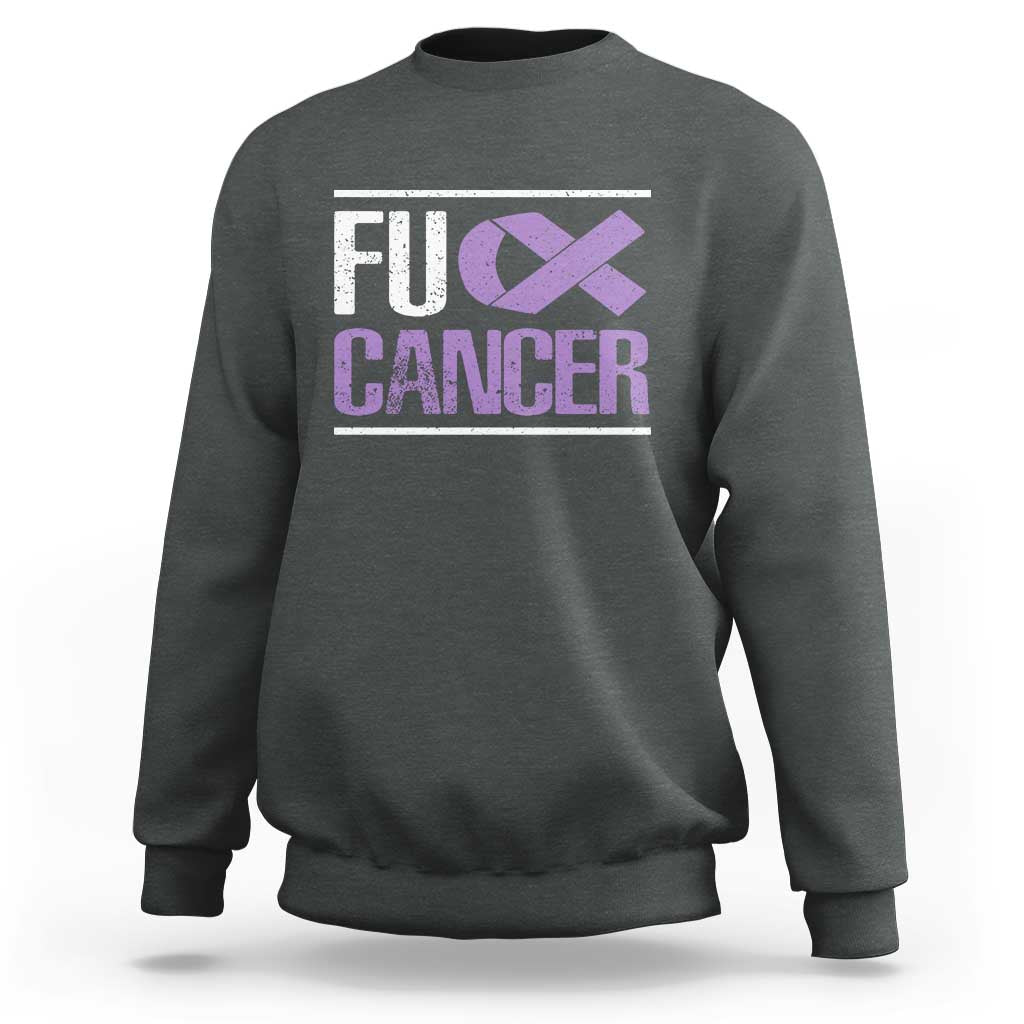 Fuck Cancer Sweatshirt Funny National Cancer Prevention Month Lavender Ribbon