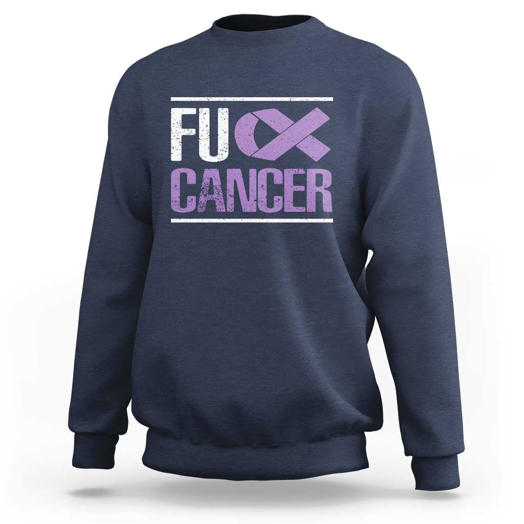 Fuck Cancer Sweatshirt Funny National Cancer Prevention Month Lavender Ribbon
