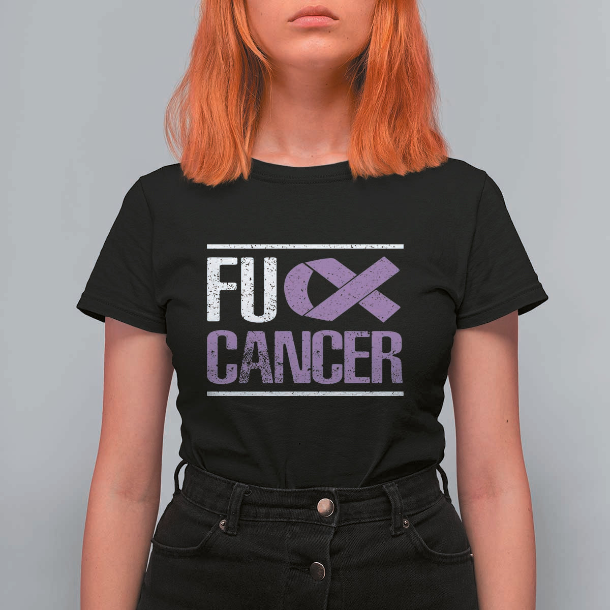 Fuck Cancer T Shirt For Women Funny National Cancer Prevention Month Lavender Ribbon