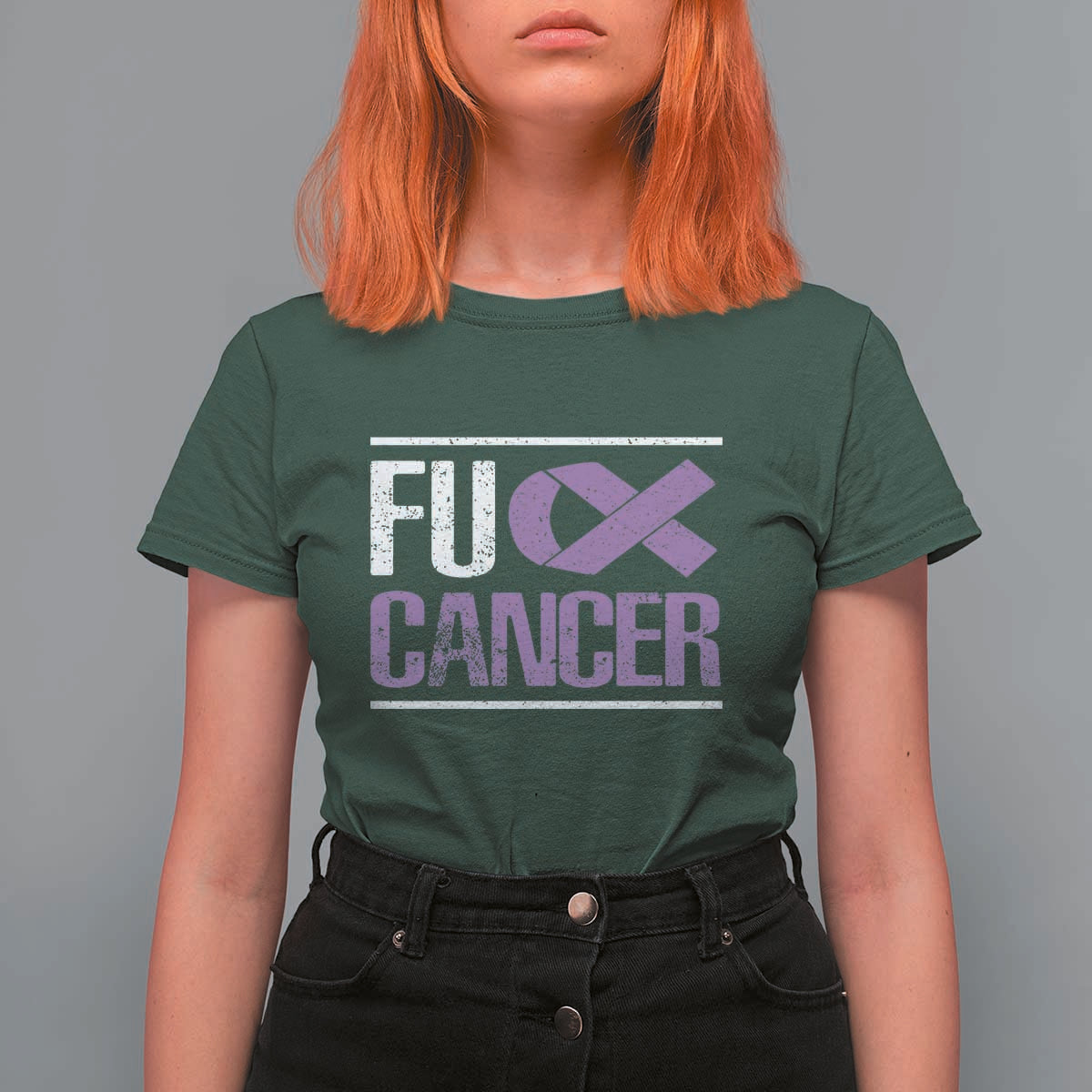 Fuck Cancer T Shirt For Women Funny National Cancer Prevention Month Lavender Ribbon