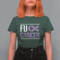 Fuck Cancer T Shirt For Women Funny National Cancer Prevention Month Lavender Ribbon