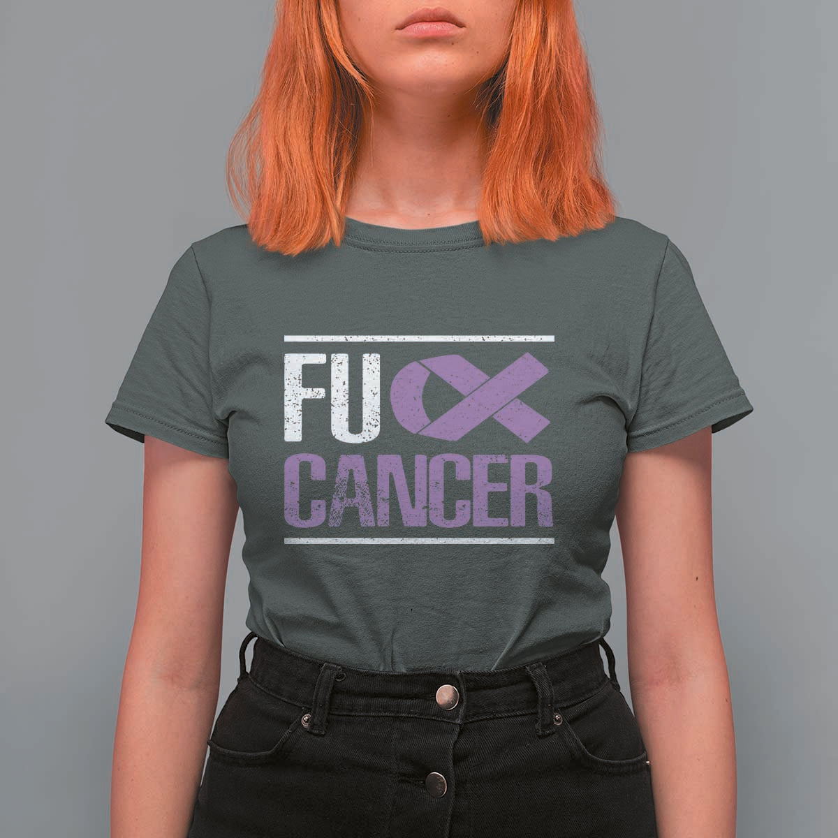 Fuck Cancer T Shirt For Women Funny National Cancer Prevention Month Lavender Ribbon