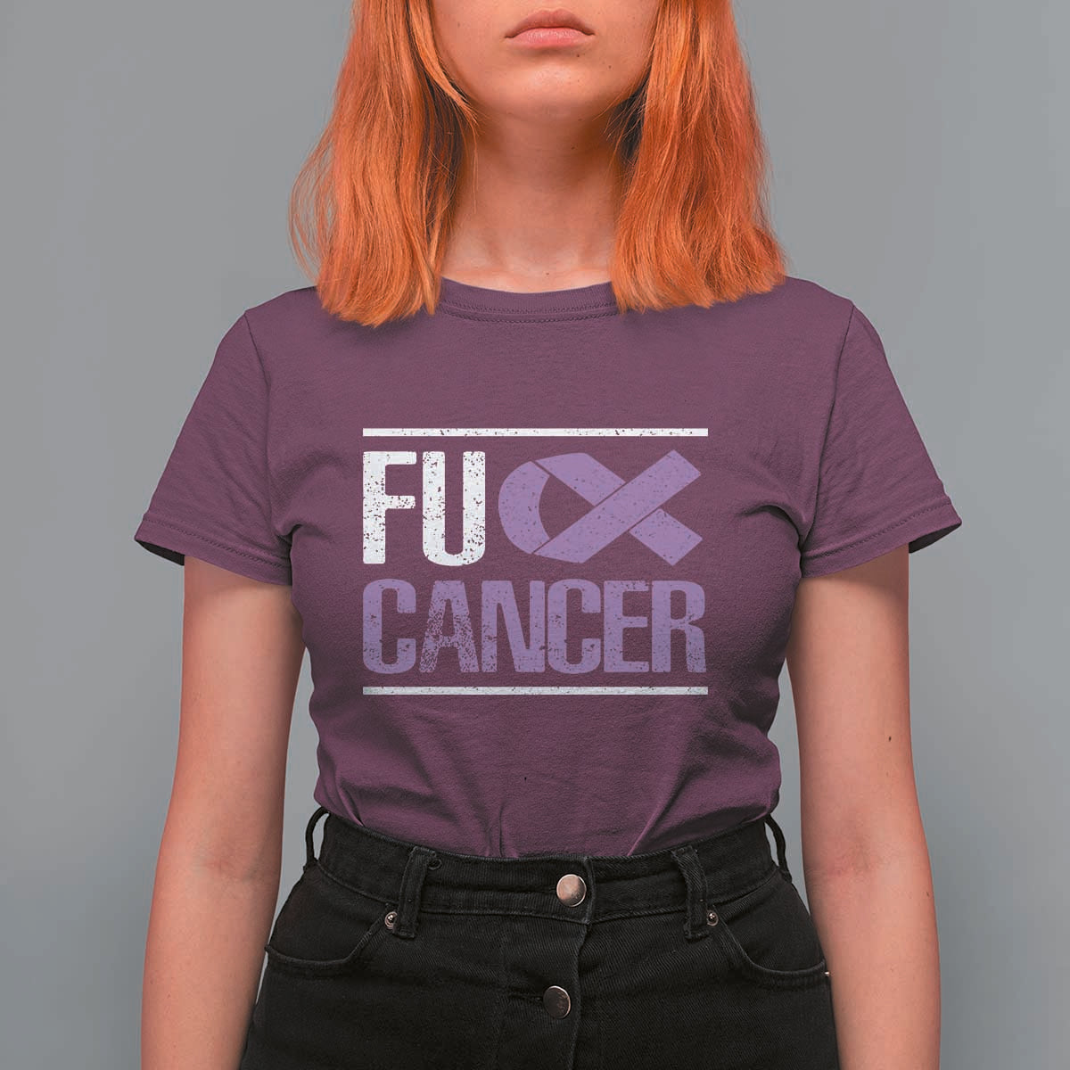 Fuck Cancer T Shirt For Women Funny National Cancer Prevention Month Lavender Ribbon