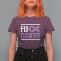 Fuck Cancer T Shirt For Women Funny National Cancer Prevention Month Lavender Ribbon