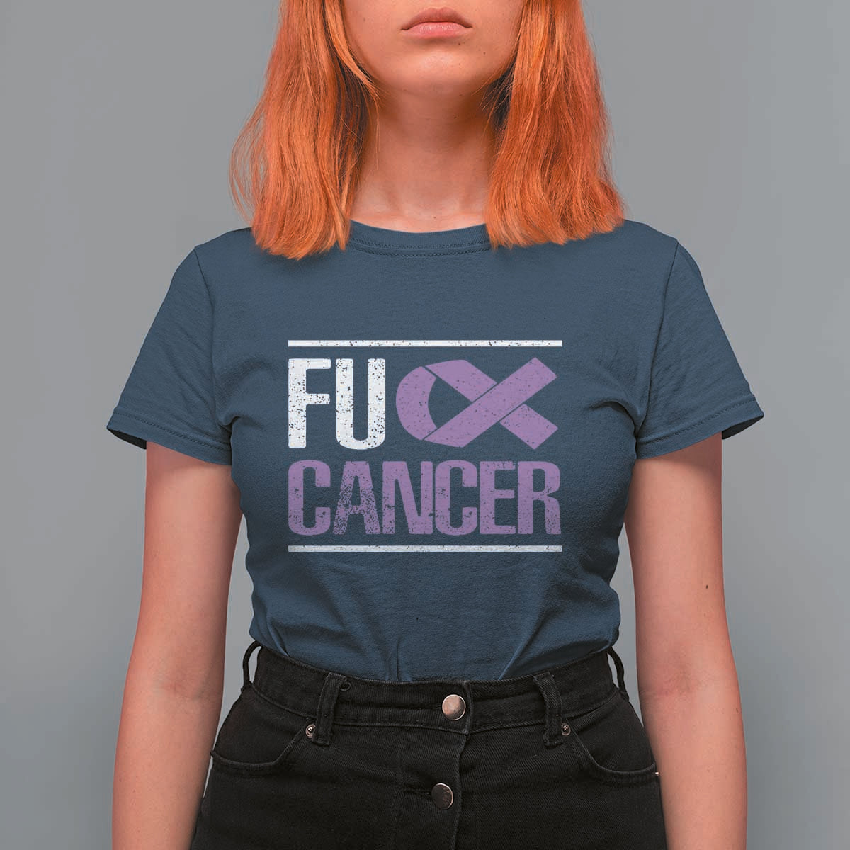Fuck Cancer T Shirt For Women Funny National Cancer Prevention Month Lavender Ribbon