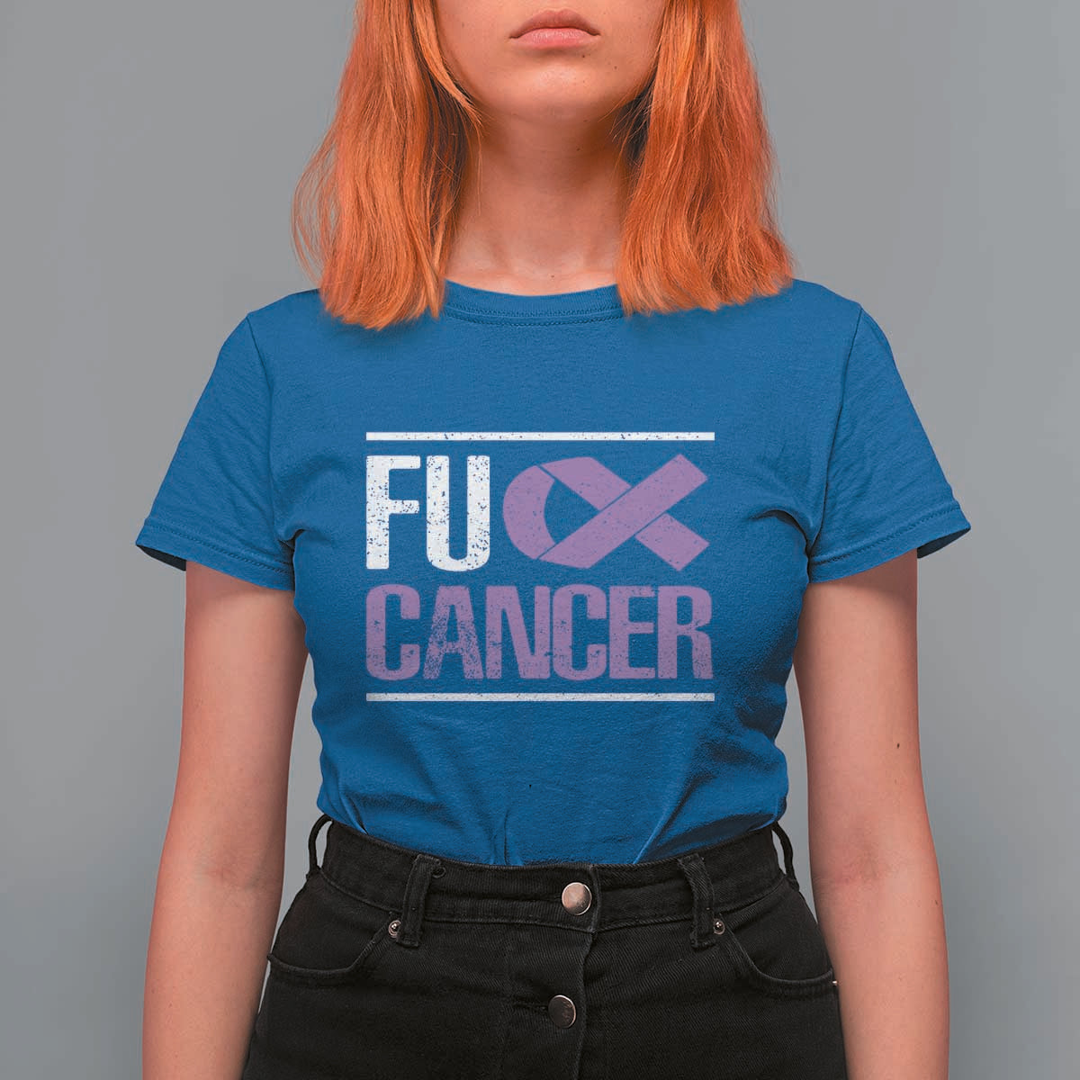 Fuck Cancer T Shirt For Women Funny National Cancer Prevention Month Lavender Ribbon