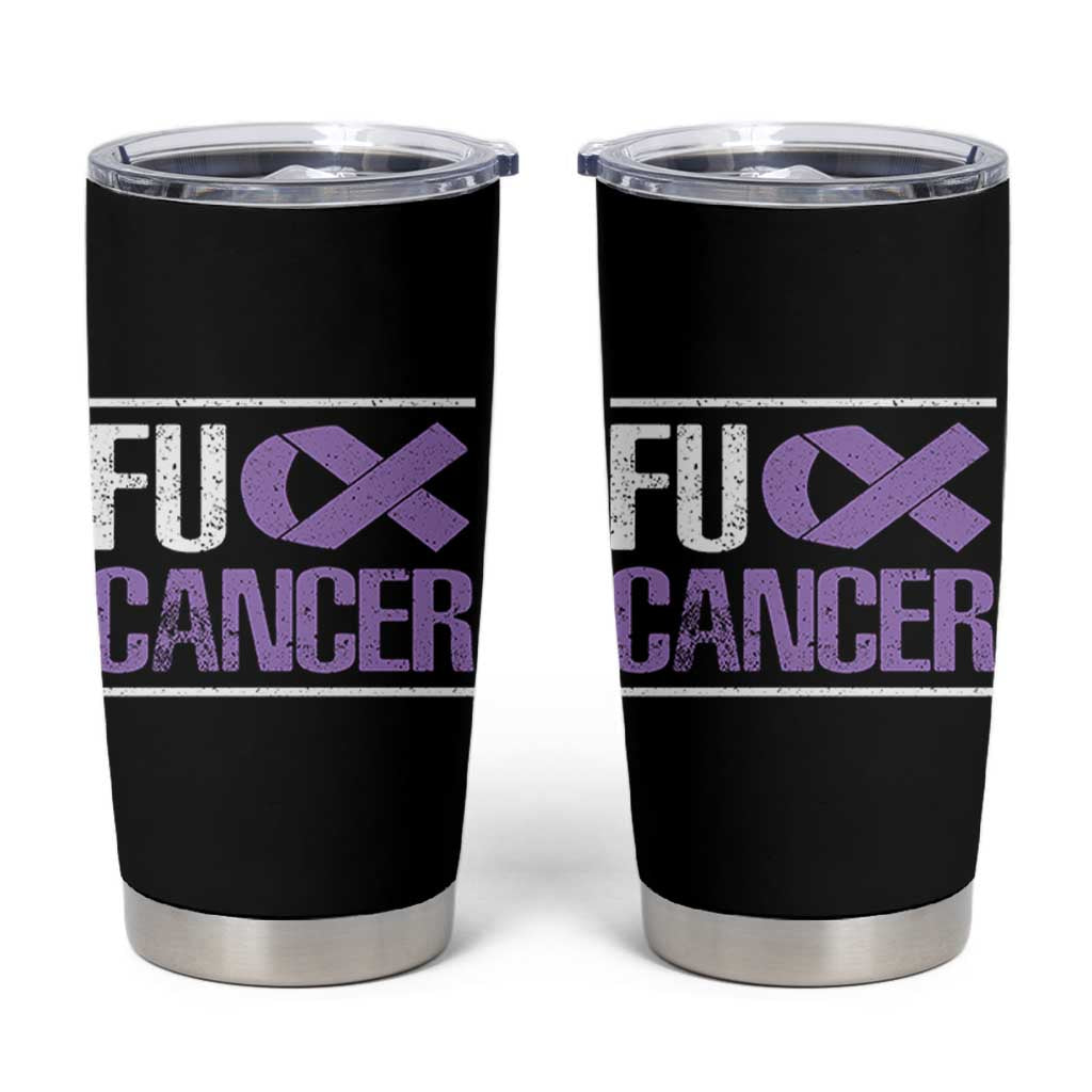 Fuck Cancer Tumbler Cup Funny National Cancer Prevention Month Lavender Ribbon