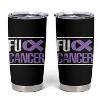 Fuck Cancer Tumbler Cup Funny National Cancer Prevention Month Lavender Ribbon