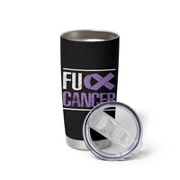 Fuck Cancer Tumbler Cup Funny National Cancer Prevention Month Lavender Ribbon