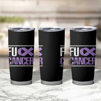 Fuck Cancer Tumbler Cup Funny National Cancer Prevention Month Lavender Ribbon