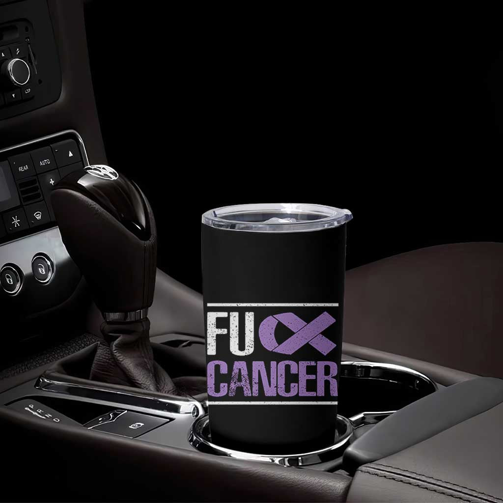 Fuck Cancer Tumbler Cup Funny National Cancer Prevention Month Lavender Ribbon