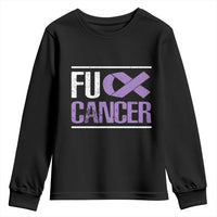Fuck Cancer Youth Sweatshirt Funny National Cancer Prevention Month Lavender Ribbon