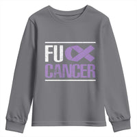 Fuck Cancer Youth Sweatshirt Funny National Cancer Prevention Month Lavender Ribbon
