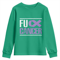 Fuck Cancer Youth Sweatshirt Funny National Cancer Prevention Month Lavender Ribbon