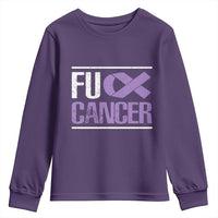 Fuck Cancer Youth Sweatshirt Funny National Cancer Prevention Month Lavender Ribbon