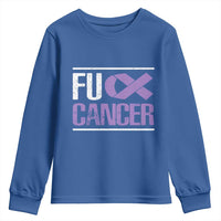 Fuck Cancer Youth Sweatshirt Funny National Cancer Prevention Month Lavender Ribbon
