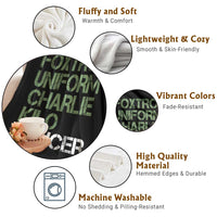 Foxtrot Uniform Charlie Kilo Cancer Throw Blanket Funny Fuck Cancer Military Alphabet