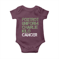 Foxtrot Uniform Charlie Kilo Cancer Baby Onesie Funny Fuck Cancer Military Alphabet