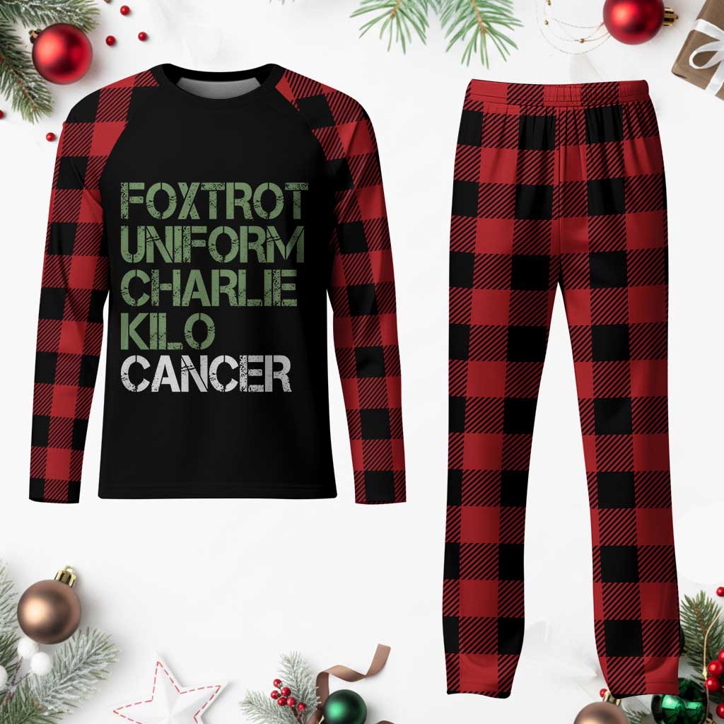 Foxtrot Uniform Charlie Kilo Cancer Plaid Pajama Set Funny Fuck Cancer Military Alphabet