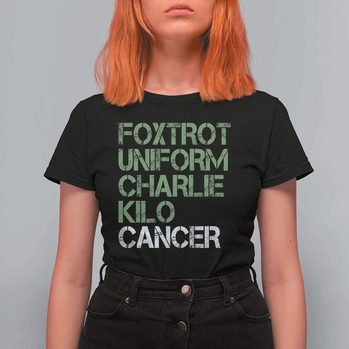 Foxtrot Uniform Charlie Kilo Cancer T Shirt For Women Funny Fuck Cancer Military Alphabet