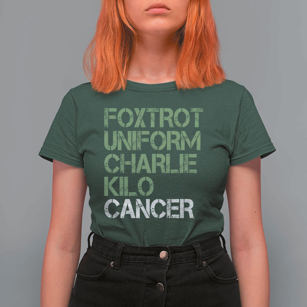 Foxtrot Uniform Charlie Kilo Cancer T Shirt For Women Funny Fuck Cancer Military Alphabet