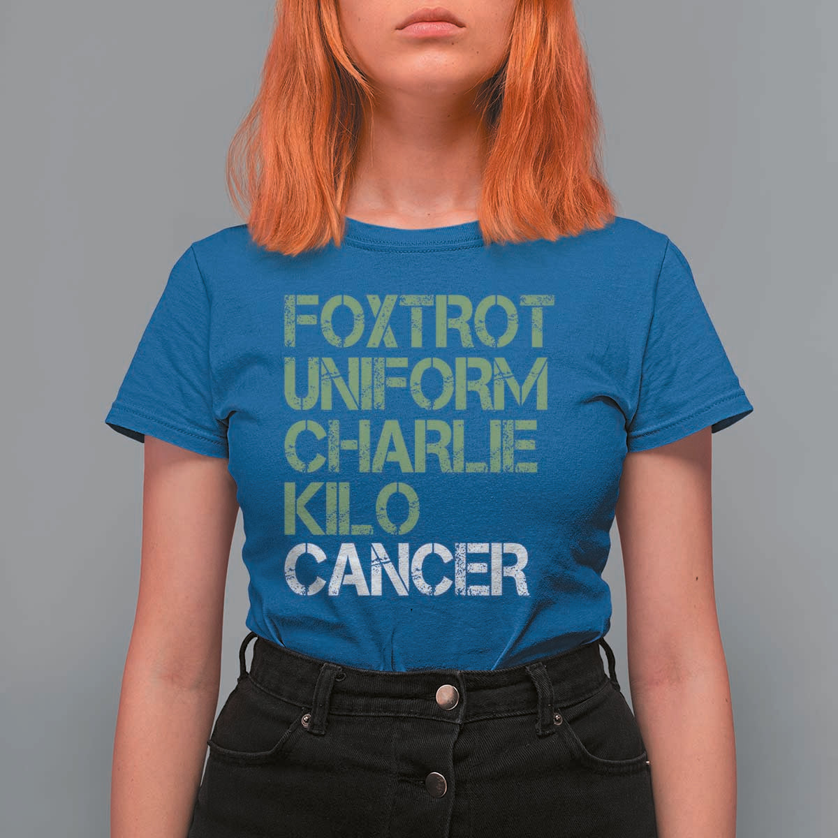 Foxtrot Uniform Charlie Kilo Cancer T Shirt For Women Funny Fuck Cancer Military Alphabet