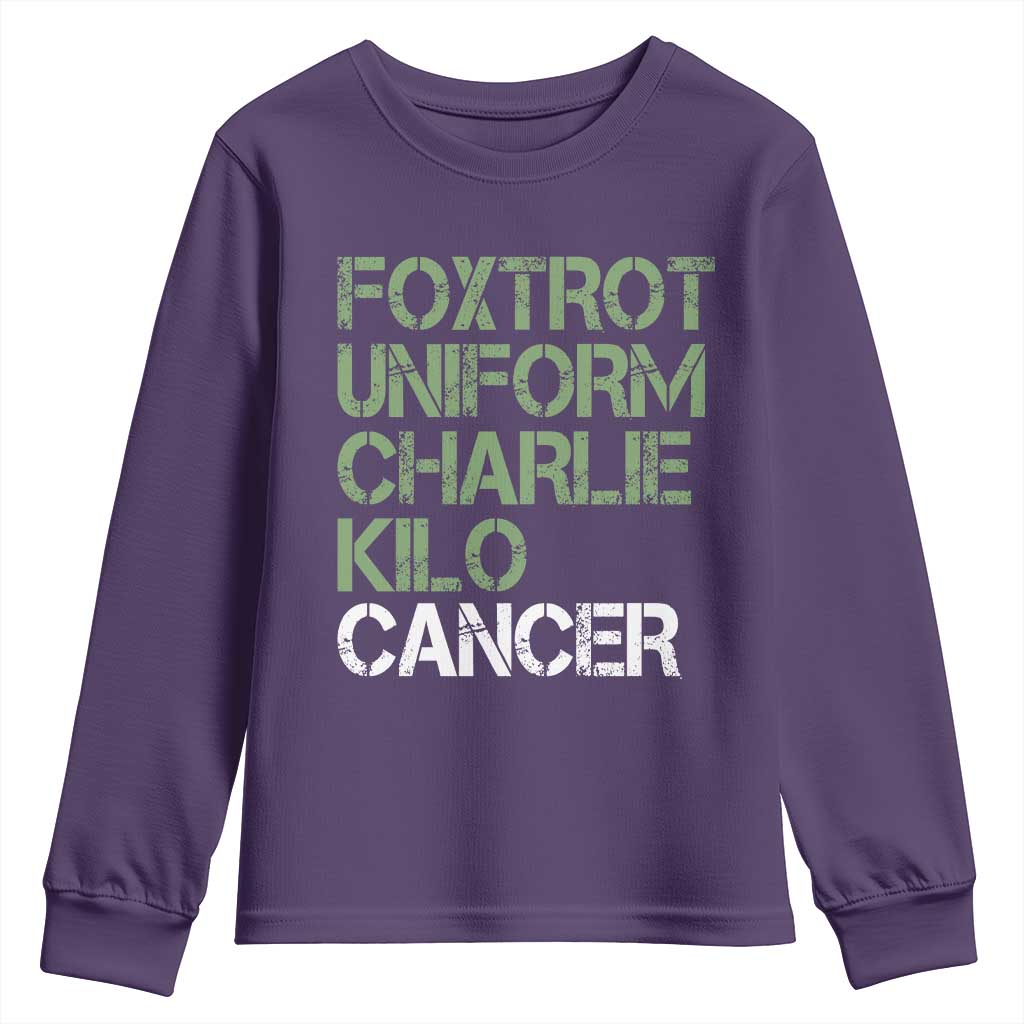 Foxtrot Uniform Charlie Kilo Cancer Youth Sweatshirt Funny Fuck Cancer Military Alphabet