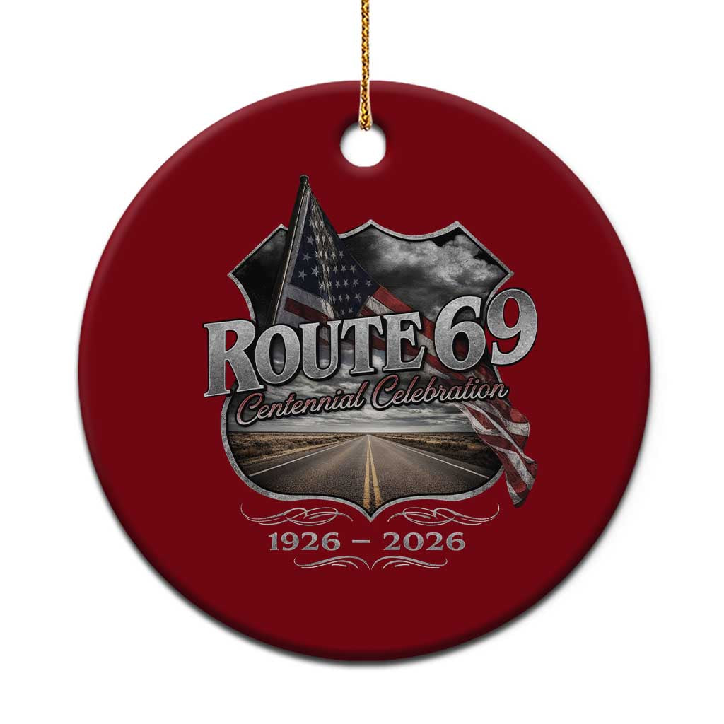US Route 69 Centennial Celebration Ceramic Ornament Highway Road 100 Years Anniversary American Flag