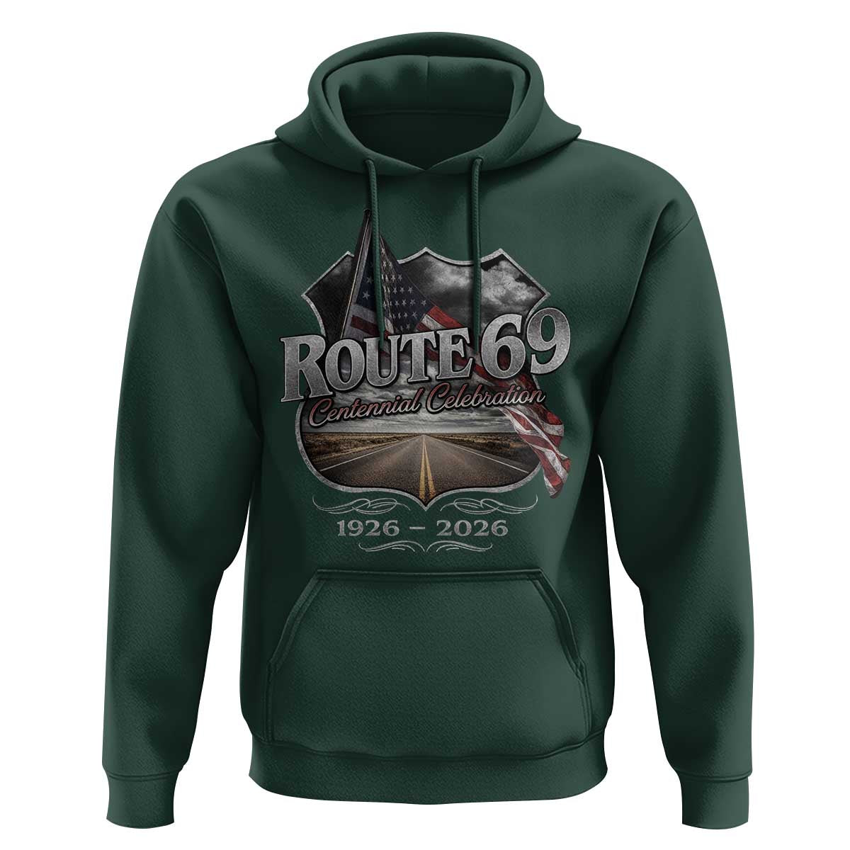US Route 69 Centennial Celebration Hoodie Highway Road 100 Years Anniversary American Flag