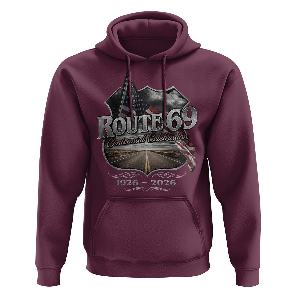 US Route 69 Centennial Celebration Hoodie Highway Road 100 Years Anniversary American Flag