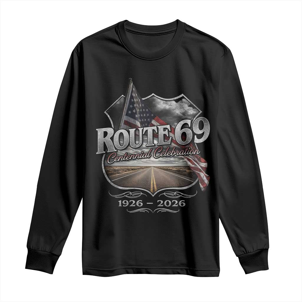 US Route 69 Centennial Celebration Long Sleeve Shirt Highway Road 100 Years Anniversary American Flag