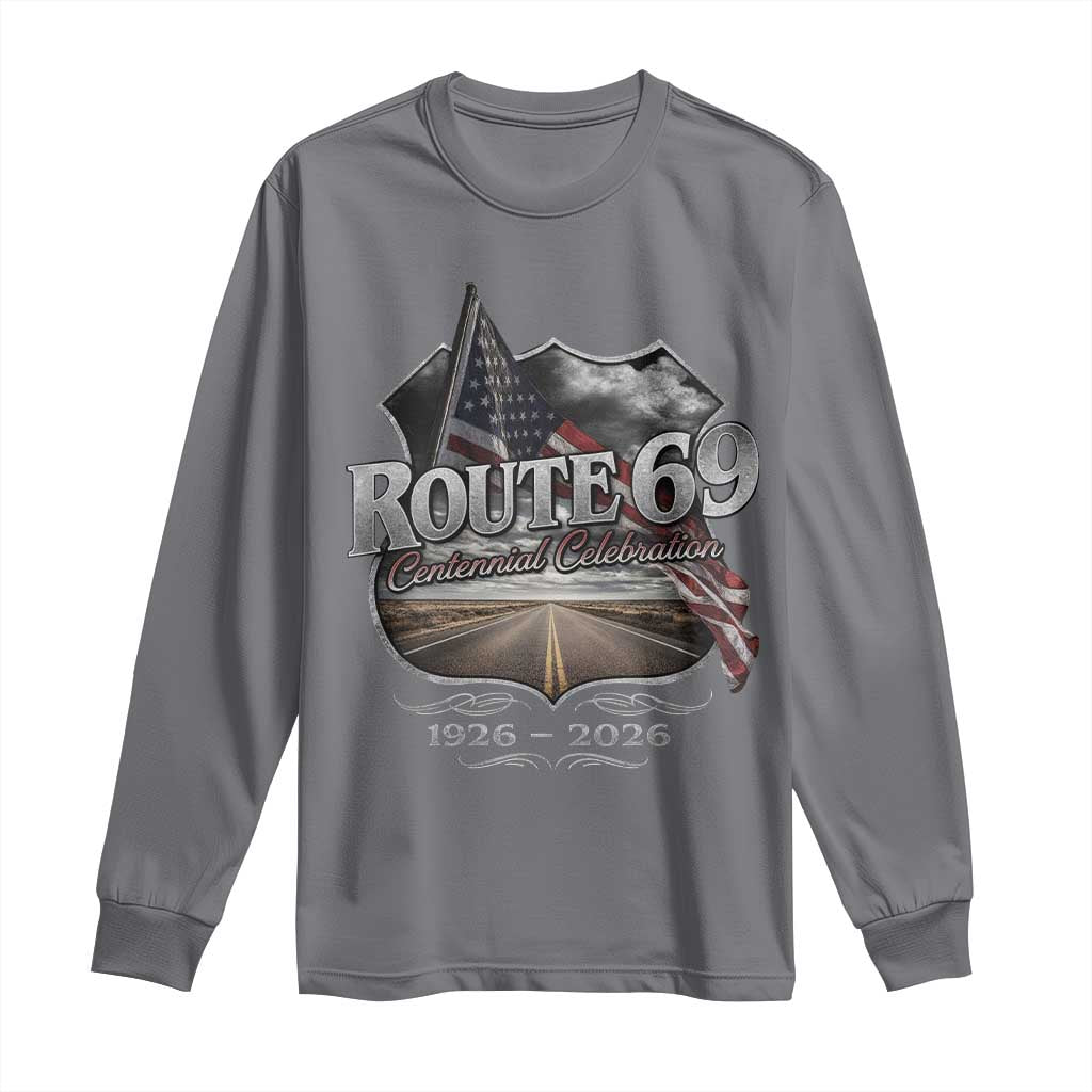 US Route 69 Centennial Celebration Long Sleeve Shirt Highway Road 100 Years Anniversary American Flag