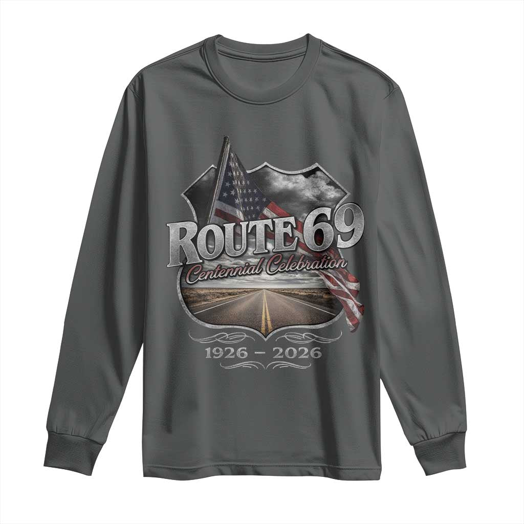 US Route 69 Centennial Celebration Long Sleeve Shirt Highway Road 100 Years Anniversary American Flag