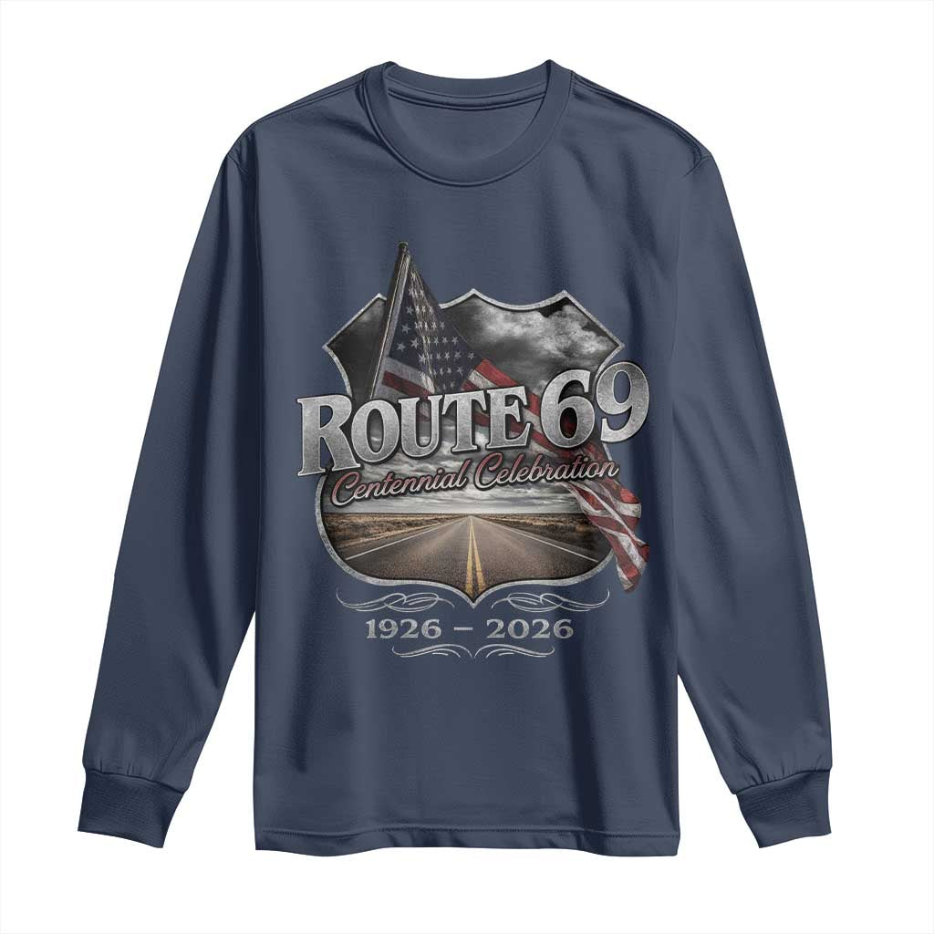 US Route 69 Centennial Celebration Long Sleeve Shirt Highway Road 100 Years Anniversary American Flag