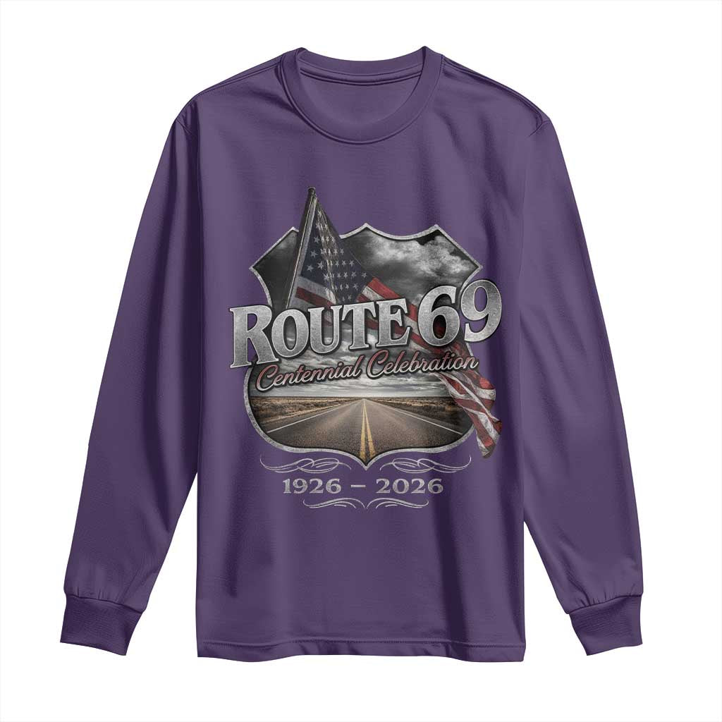US Route 69 Centennial Celebration Long Sleeve Shirt Highway Road 100 Years Anniversary American Flag