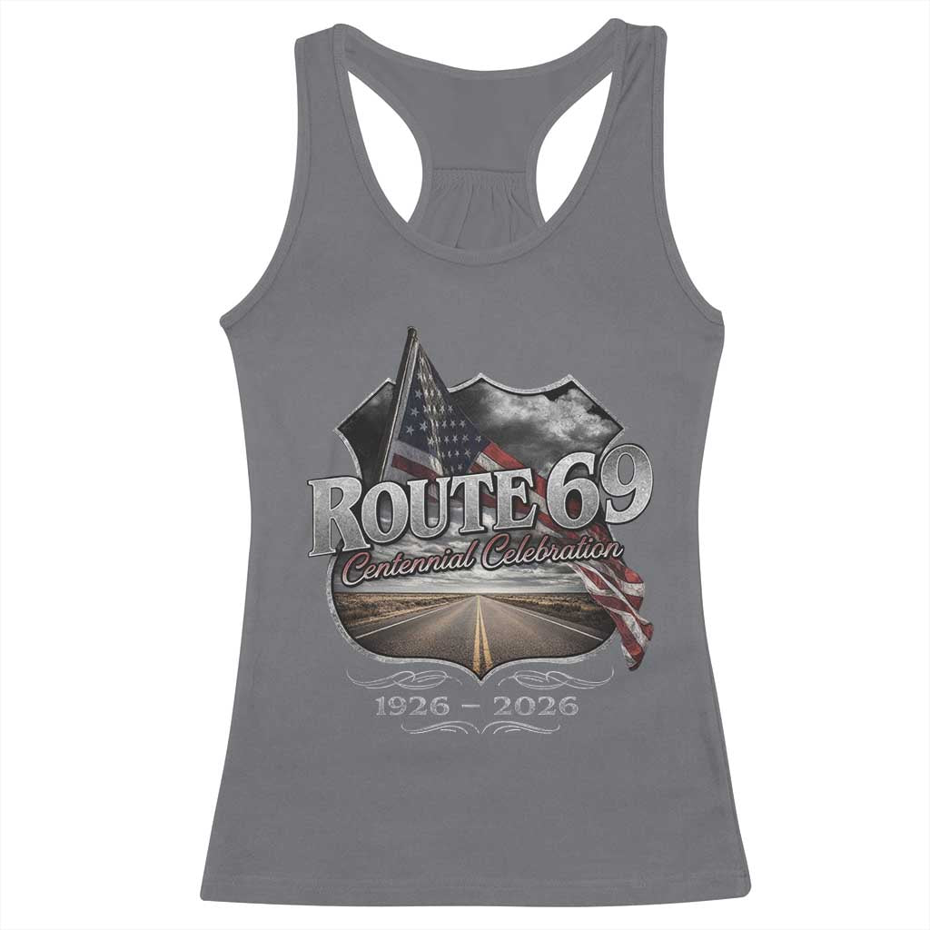 US Route 69 Centennial Celebration Racerback Tank Top Highway Road 100 Years Anniversary American Flag