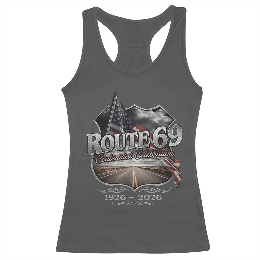 US Route 69 Centennial Celebration Racerback Tank Top Highway Road 100 Years Anniversary American Flag