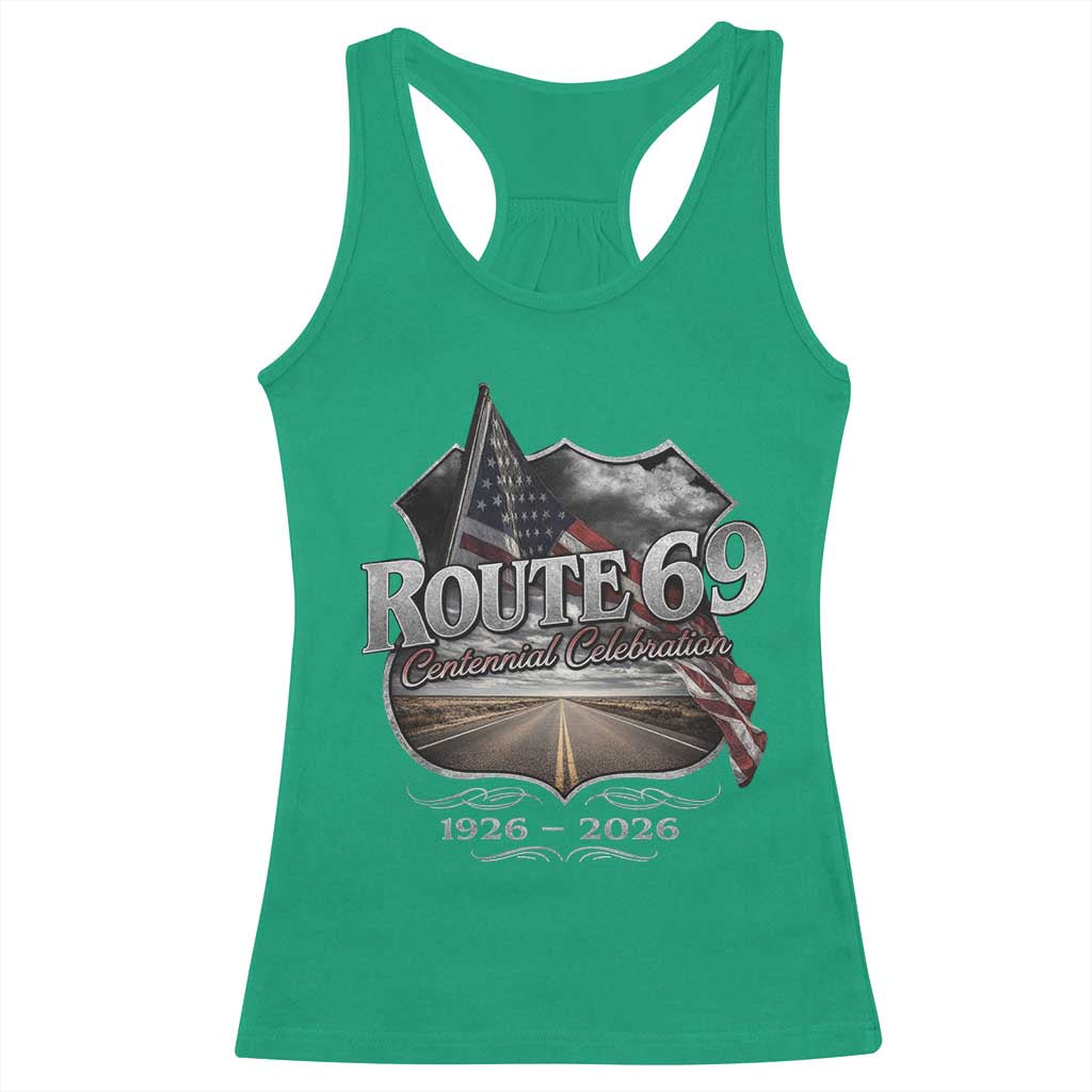 US Route 69 Centennial Celebration Racerback Tank Top Highway Road 100 Years Anniversary American Flag