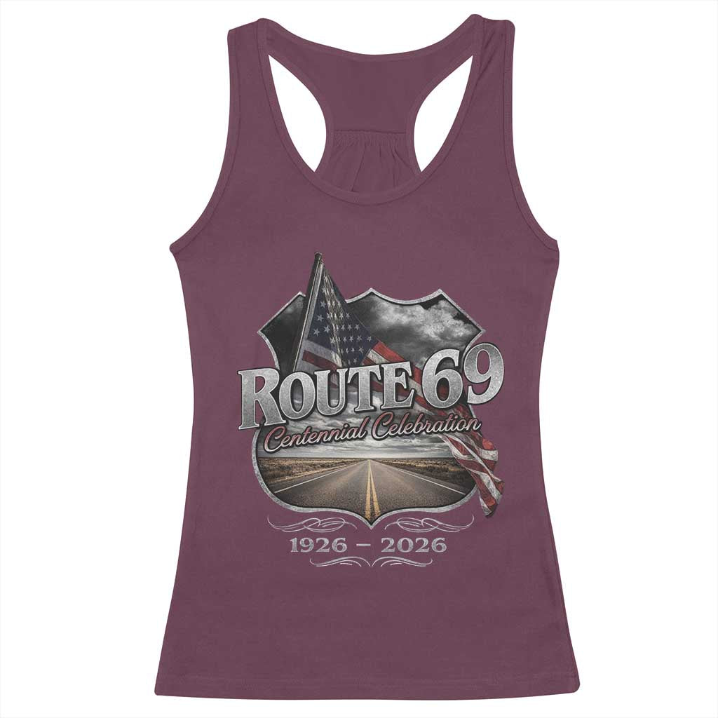 US Route 69 Centennial Celebration Racerback Tank Top Highway Road 100 Years Anniversary American Flag