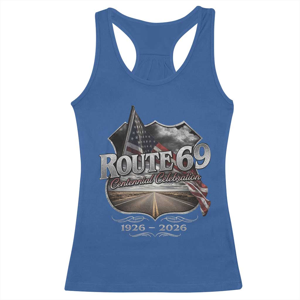 US Route 69 Centennial Celebration Racerback Tank Top Highway Road 100 Years Anniversary American Flag