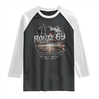 US Route 69 Centennial Celebration Raglan Shirt Highway Road 100 Years Anniversary American Flag